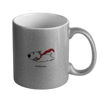 Flying DOG, Κούπα Ασημένια Glitter που γυαλίζει, κεραμική, 330ml