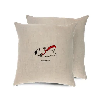 Flying DOG, Μαξιλάρι καναπέ ΛΙΝΟ 40x40cm περιέχεται το  γέμισμα