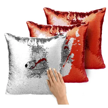 Flying DOG, Μαξιλάρι καναπέ Μαγικό Κόκκινο με πούλιες 40x40cm περιέχεται το γέμισμα