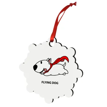 Flying DOG, Στολίδι Χριστουγεννιάτικο στολίδι snowflake ξύλινο 7.5cm