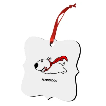 Flying DOG, Christmas ornament polygon wooden 7.5cm