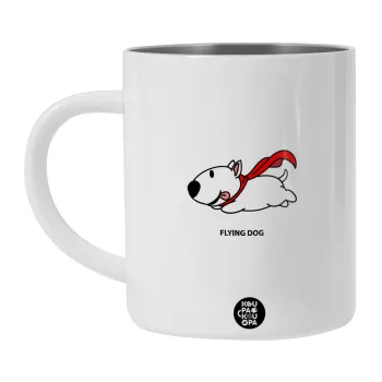 Flying DOG, BIG Mug Stainless steel double wall (450ml, White)