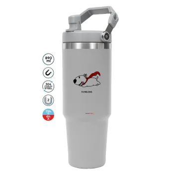 Flying DOG, GREY color, 890ml (30oz) stainless Steel Tumbler with Handle