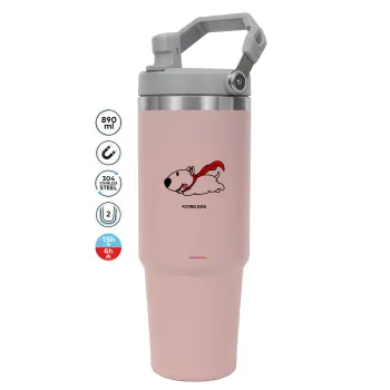 Flying DOG, Pink color, 890ml (30oz) stainless Steel Tumbler with Handle