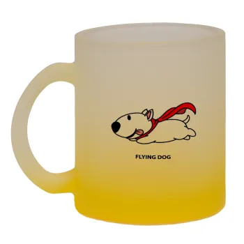 Flying DOG, Κούπα γυάλινη δίχρωμη με βάση το κίτρινο ματ, 330ml