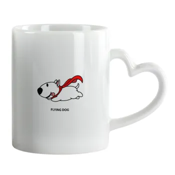 Flying DOG, Κούπα καρδιά χερούλι λευκή, κεραμική, 330ml