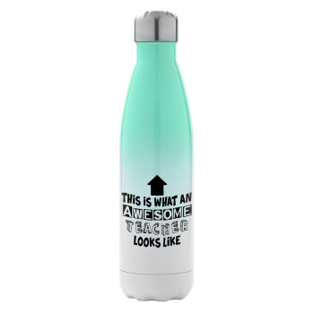 This is what an awesome teacher looks like!!! , Metal mug thermos Green/White (Stainless steel), double wall, 500ml