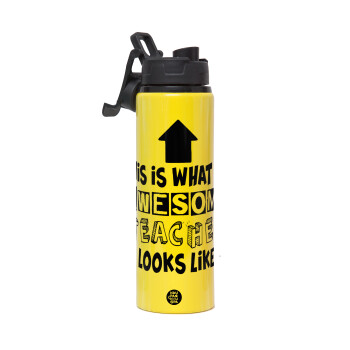 This is what an awesome teacher looks like!!! , Metallic water bottle with safety lid, 850ml aluminum