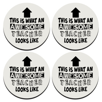 This is what an awesome teacher looks like!!! , SET of 4 round wooden coasters (9cm)