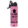 Metallic water bottle with safety lid, 850ml aluminum