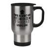 Stainless steel travel mug with lid, double wall 450ml