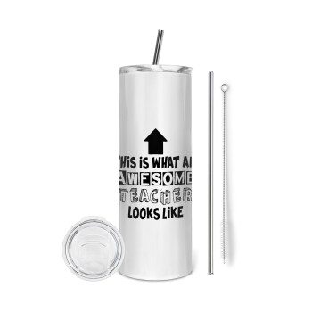 This is what an awesome teacher looks like!!! , Tumbler stainless steel 600ml, with metal straw & cleaning brush