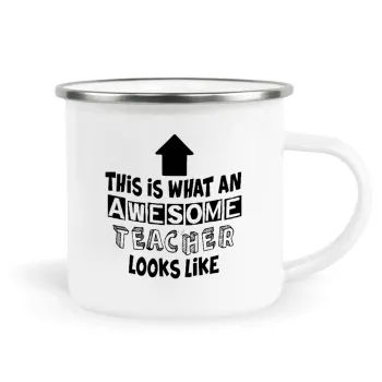 This is what an awesome teacher looks like!!! , Metallic enamel cup white 360ml