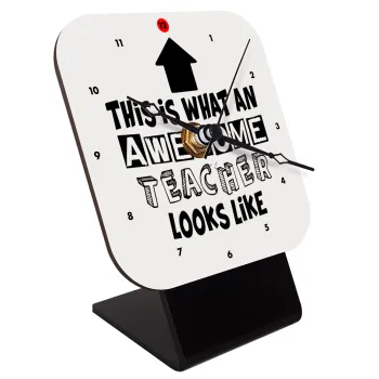 This is what an awesome teacher looks like!!! , Quartz Wooden table clock with hands (10cm)