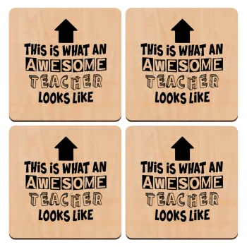 This is what an awesome teacher looks like!!! , ΣΕΤ x4 Σουβέρ ξύλινα τετράγωνα plywood (9cm)