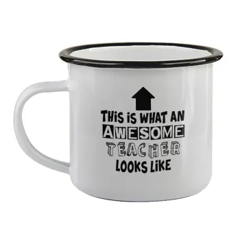 This is what an awesome teacher looks like!!! , Κούπα εμαγιέ με μαύρο χείλος 360ml