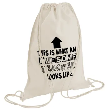 This is what an awesome teacher looks like!!! , Τσάντα πλάτης πουγκί GYMBAG natural (28x40cm)