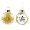 Transparent Christmas tree ball ornament with gold filling 8cm