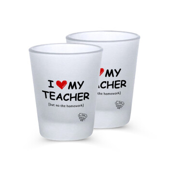 i love my teacher but no the homework, Σφηνοπότηρα γυάλινα 45ml του πάγου (2 τεμάχια)