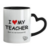 Mug heart black handle, ceramic, 330ml