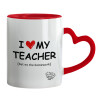 Mug heart red handle, ceramic, 330ml