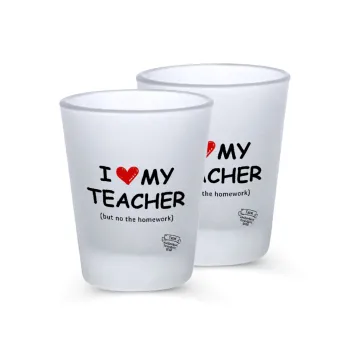 i love my teacher but no the homework, Σφηνοπότηρα γυάλινα 45ml του πάγου (2 τεμάχια)