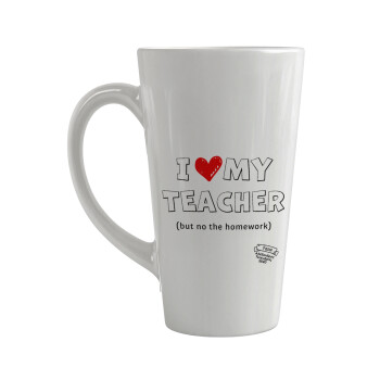 i love my teacher but no the homework outline, Κούπα κωνική Latte Μεγάλη, κεραμική, 450ml