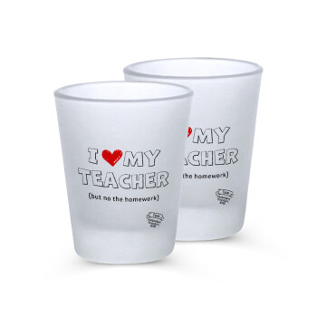 i love my teacher but no the homework outline, Σφηνοπότηρα γυάλινα 45ml του πάγου (2 τεμάχια)