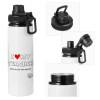 Metal water bottle with safety cap, aluminum 850ml