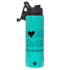 Metallic water bottle with safety lid, 850ml aluminum