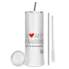 Tumbler stainless steel 600ml, with metal straw & cleaning brush