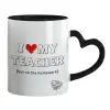 Mug heart black handle, ceramic, 330ml