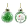 Transparent Christmas tree ball ornament with green filling 8cm