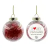 Transparent Christmas tree ball ornament with red filling 8cm