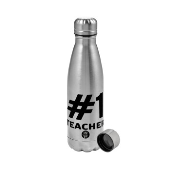 #1 teacher, Μεταλλικό παγούρι νερού, ανοξείδωτο ατσάλι, 750ml