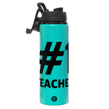 #1 teacher, Metallic water bottle with safety lid, 850ml aluminum