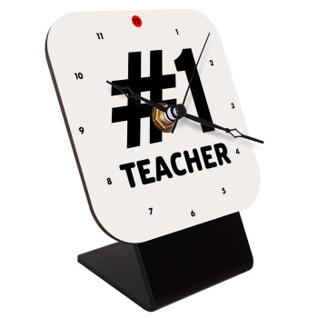 #1 teacher, Quartz Wooden table clock with hands (10cm)