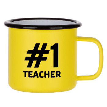 #1 teacher, Κούπα Μεταλλική εμαγιέ ΜΑΤ Κίτρινη 360ml