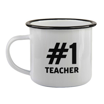 #1 teacher, Κούπα εμαγιέ με μαύρο χείλος 360ml