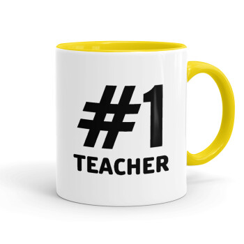 #1 teacher, Mug colored yellow, ceramic, 330ml