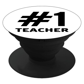 #1 teacher, Pop Socket Μαύρο Βάση Στήριξης Κινητού στο Χέρι
