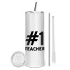 Tumbler stainless steel 600ml, with metal straw & cleaning brush
