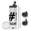 Travel Tumbler 2 Lids, with metal straw & cleaning brush (Stainless steel 304 Food grade, BPA free, 600ml)