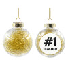 Transparent Christmas tree ball ornament with gold filling 8cm