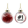 Transparent Christmas tree ball ornament with red filling 8cm