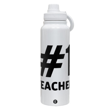 #1 teacher, 1L Stainless Steel Thermal Bottle with Phone Holder & Double Wall Insulation