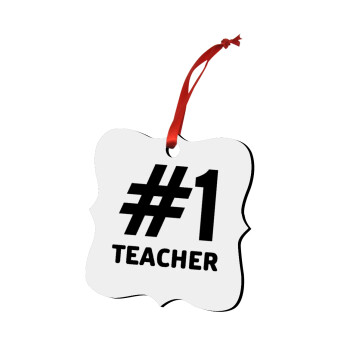 #1 teacher, Christmas ornament polygon wooden 7.5cm