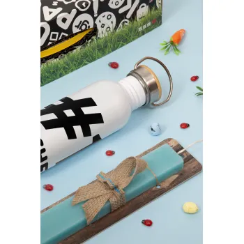 #1 teacher, Πασχαλινή Λαμπάδα με παγούρι μεταλλικό (620ml, stainless steel) & κερί αρωματικό πλακέ (30cm) (ΤΙΡΚΟΥΑΖ)