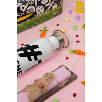 #1 teacher, Πασχαλινή Λαμπάδα με παγούρι μεταλλικό (620ml, stainless steel) & κερί αρωματικό πλακέ (30cm) (ΡΟΖ)