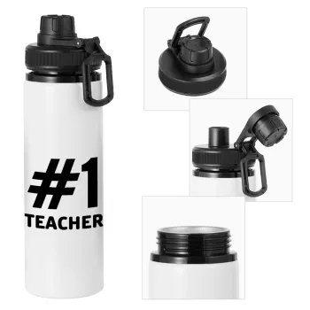 #1 teacher, Metal water bottle with safety cap, aluminum 850ml